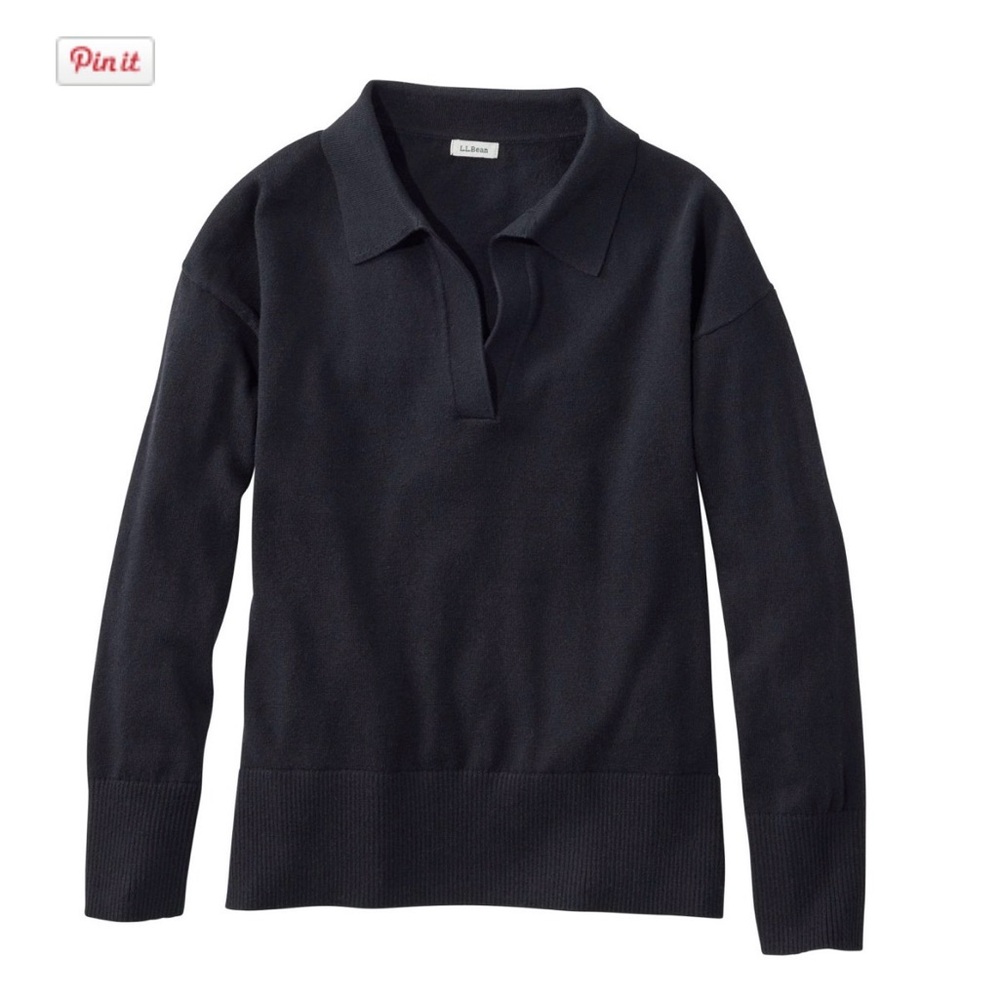 Ll Bean Women's Cotton/Cashmere Sweater Polo Size Small Long Sleeve NEW with Tag